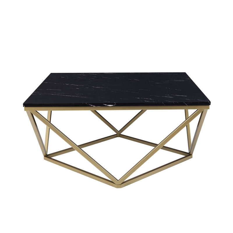 Neihart Frame Coffee Table, Black Top / Gold Base