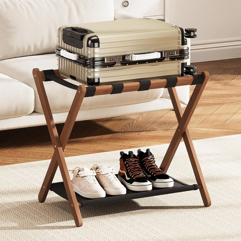 Walnut Luggage Racks Set Of 2