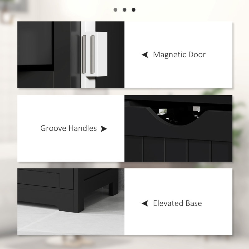 Bathroom Storage Cabinet with Drawers and Adjustable Shelf, Black