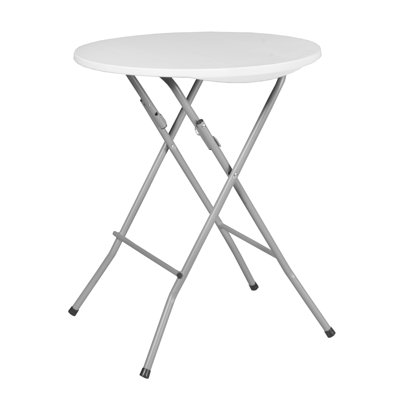 Demi-table pliante en plastique moulé par soufflage rond 24 po Regency Trestle Series - Blanc