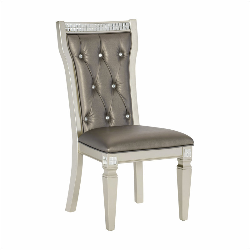 Ensemble de 2 chaises d'appoint de style glamour avec dossier capitonné en acrylique et dossier capitonné à finition champagne