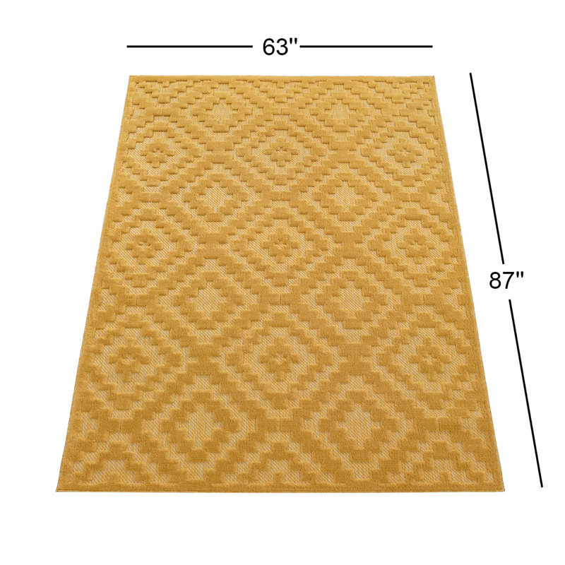 Bowdon Geometric Indoor / Outdoor Rug, Rectangle 5'3" x 7'3"