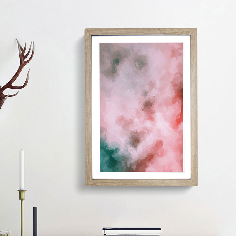 Cloud Colours in Abstract - Picture Frame Painting Print, 65cm H x 48cm W x 2cm D, Oak Framed