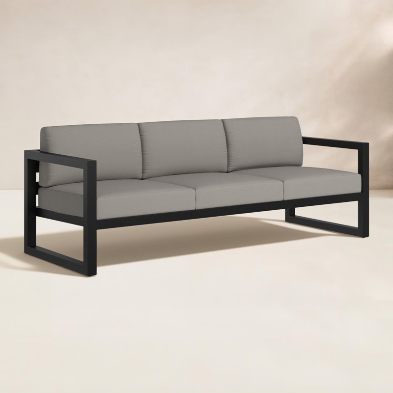 Canapé d'extérieur 84 po avec coussins Sunbrella Smith, Toile gris anthracite Sunbrella®, Noir, noir, noir, noir