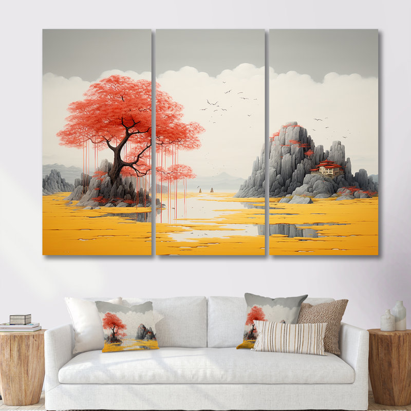 Sheena - Lake House, ensemble d'art mural, H 28 po x l 36 po x P 1 po, Toile tendue