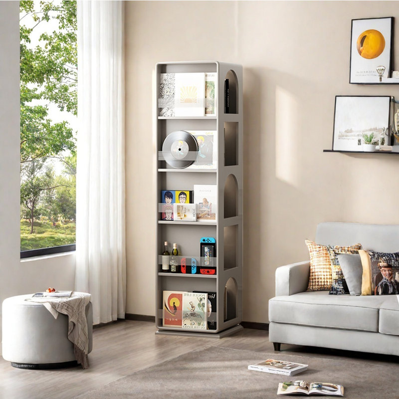 French style floor mounted rotatable bookcase, Grey