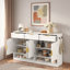 Buffet Farmhouse avec 3 tiroirs, 4 portes, tablette réglable et compartiments de rangement ouverts-736846528