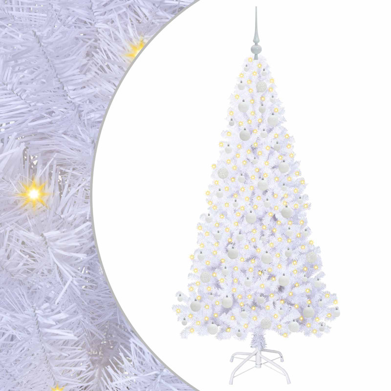 Lighted Artificial Christmas Tree, 180cm H, White