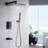 10" Rainfall Shower Head Bathroom System With Balanced Faucet - Matte Black, Wall Mounted 10inch And Black Finish