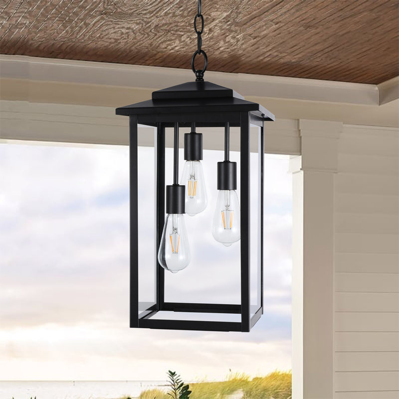 Birten 3 - Light 20.9“ H Outdoor Hanging Lantern, Matte Black