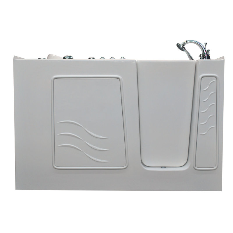 Tucson 60'' x 30'' Fiberglass Bathtub with Faucet, White, Right