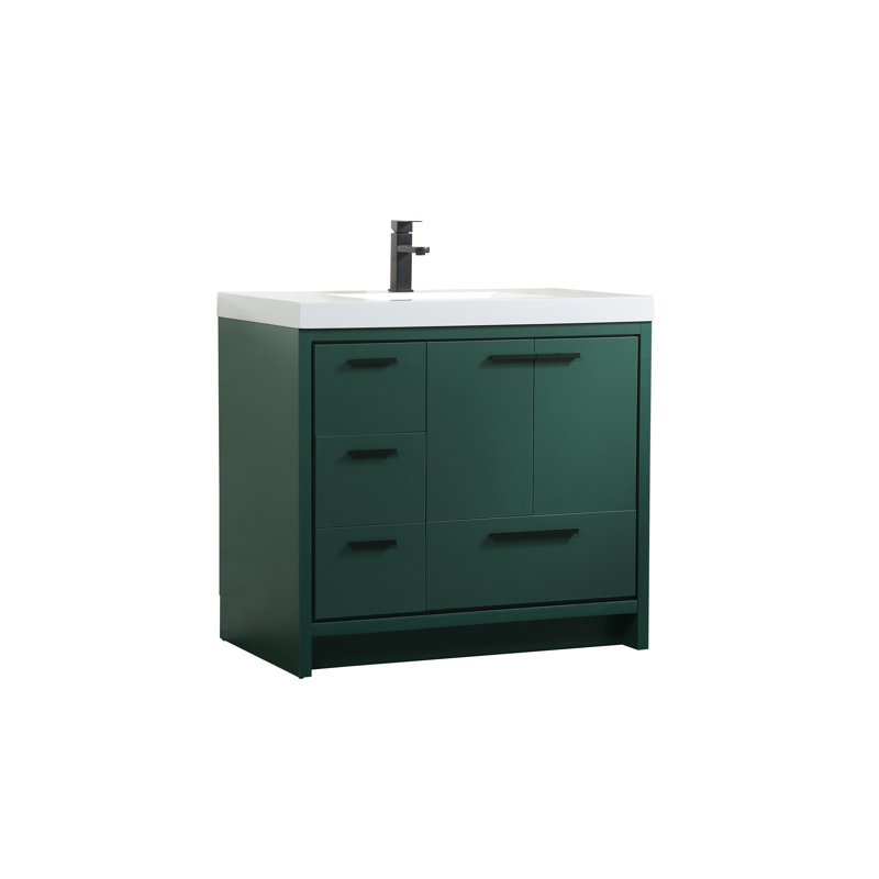 Southmead 36'' Single Bathroom Vanity with Resin Top, Green