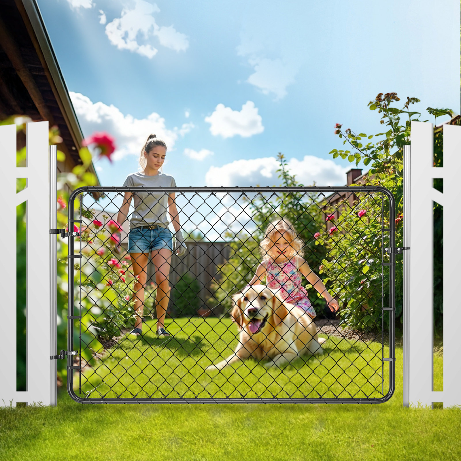 Stellweilan Tessberg Chain Link Fence Gate Fit 2.2-6 x 6 ft Adjustable  Garden Gate Posts Not Included | Wayfair
