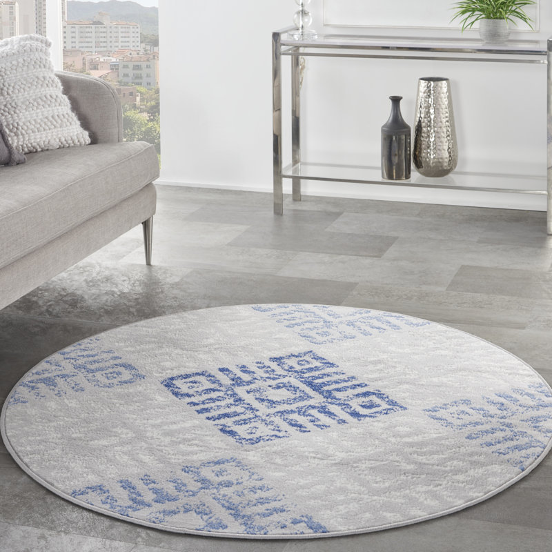 Geometric Indoor Rug, Round 5'