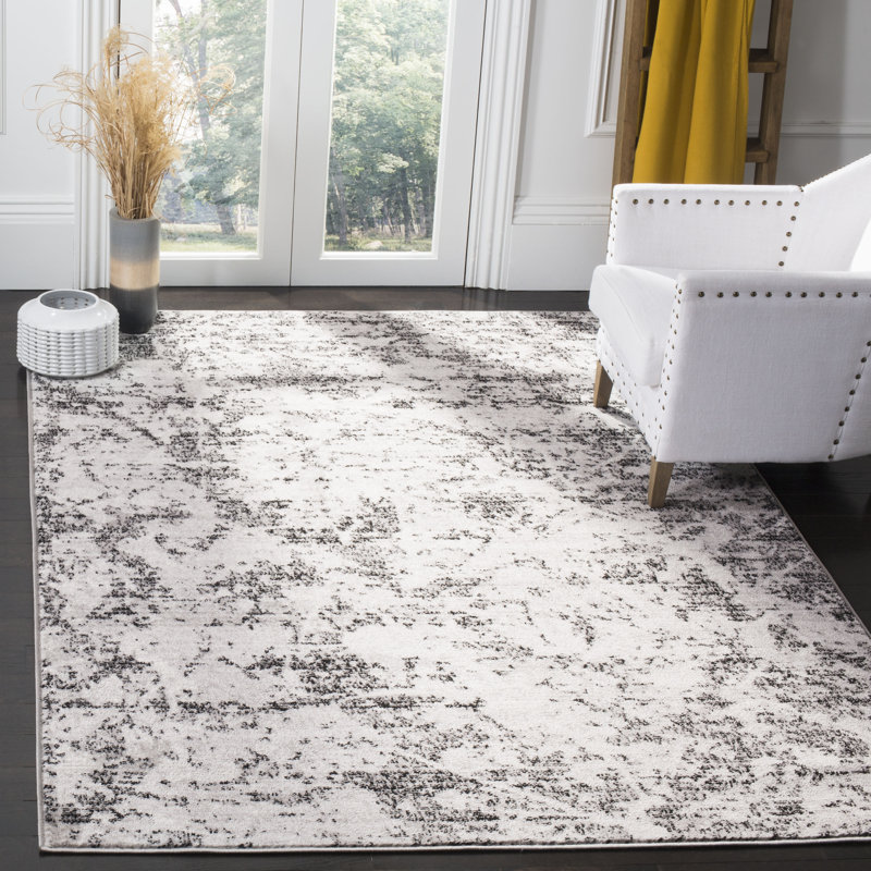 Tapis gris anthracite / ivoire Skyler, Rectangle 4 pi x 6 pi