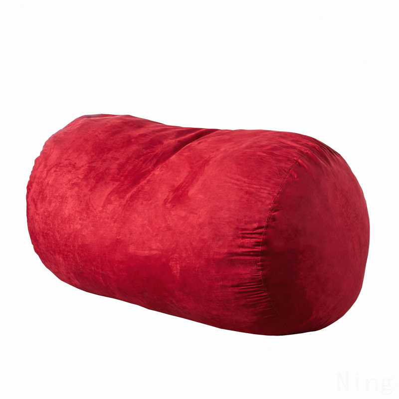 Fauteuil à billes cylindrique en suède de 6,5 pieds, rouge, Red Microfiber