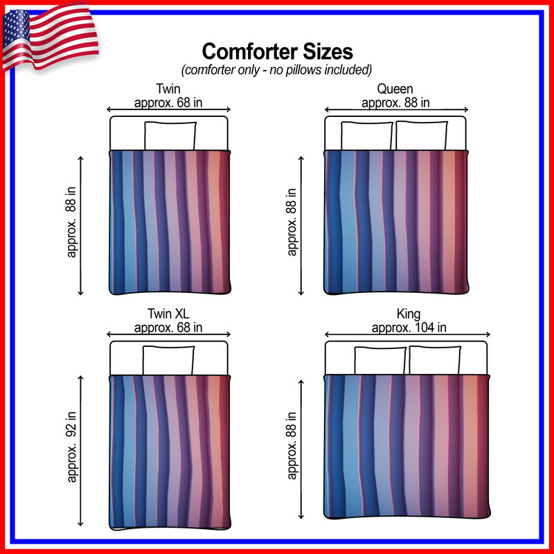 Blue Pink Vertical Stripes Comforter, Twin