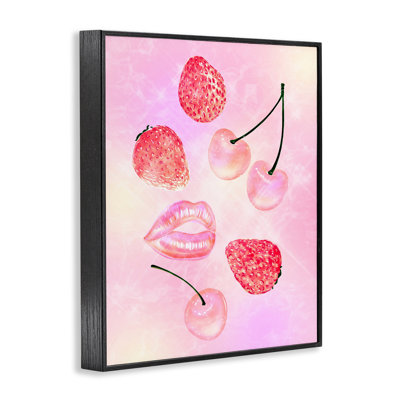 Giclée encadrée de fruits roses et bisous, design par Ziwei Li