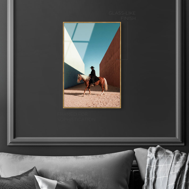 Lone Rider Print, 21"H x 31"W, Gold Floater Frame