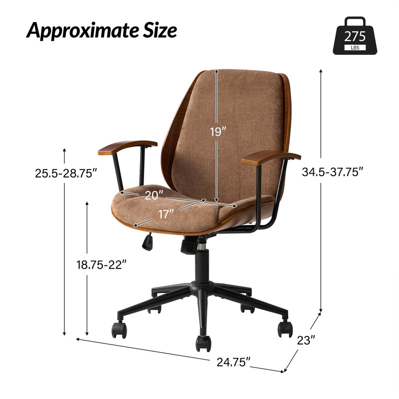 Chaise de bureau Oswina, Chameau