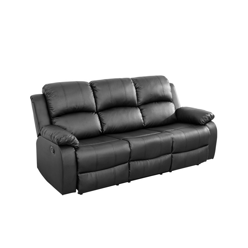 Faux Leather 3 Recliner Seater With Cup Holder