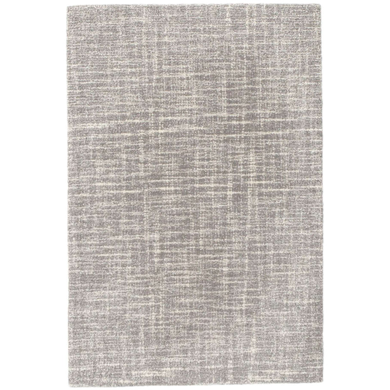 Crosshatch Dove Grey Hand Micro Hooked Wool Rug, Rectangle 2' x 3'
