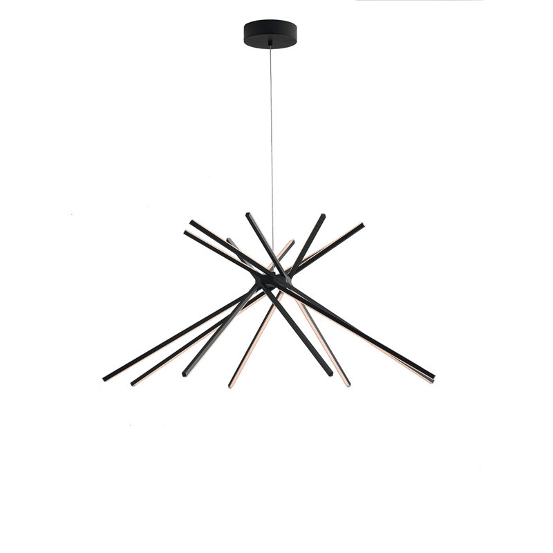 Hauer 8 - Light LED Unique/Statement Pendant, Black