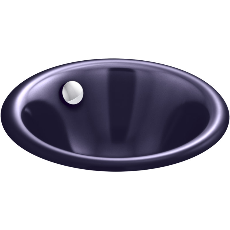 Iron Plains Metal Circular Dual Mount Bathroom Sink with Overflow, Indigo Blue