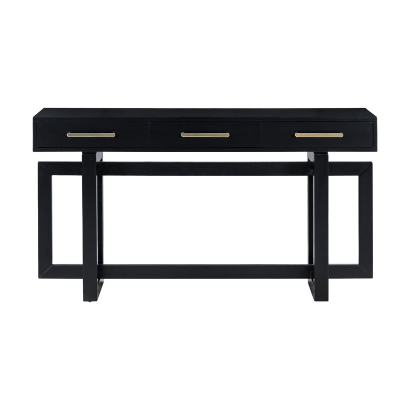 Ustyle 3 Entryway Table - Long For Corridor, Foyer Modern Minimalist, Stable & Functional, Black Console With 3 Drawers Entryway, Living Room Higher Stability, Easy Assembly,