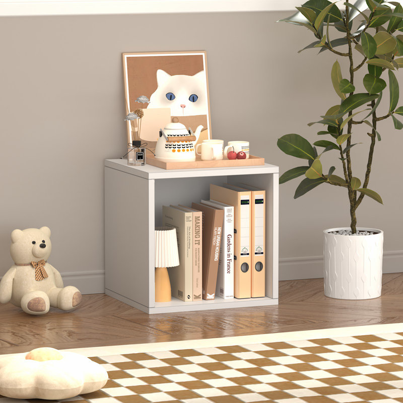 Organisateur de rangement cubique, étagère à cubes empilable, bibliothèque de cubes CD, Blanc / Blanc