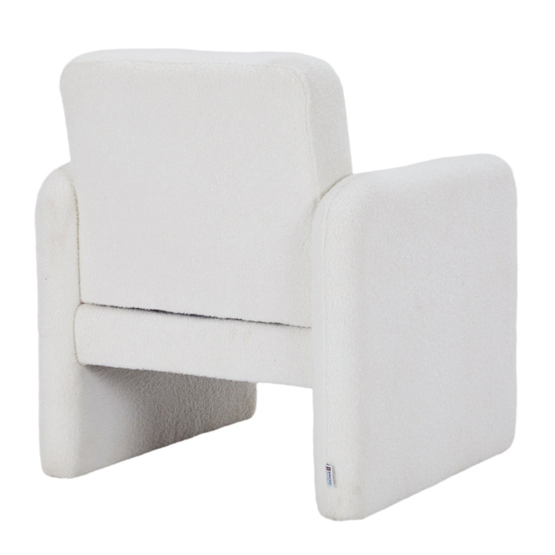Upholstered Faux Fur and Faux Sheepskin Armchair, White