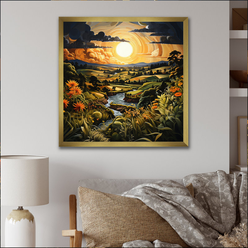 Countryside Pastoral Patchwork IV - Landscapes Canvas Wall Art, H 36 po x l 36 po x P 1,5 po, Cadre doré à une seule photo