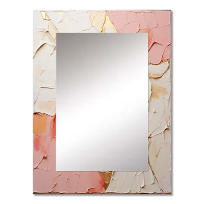 Pink White Minimalism Poteries - Abstract Spirals Mirror, Modern Unique Wall Mirror, Printed Metal Art