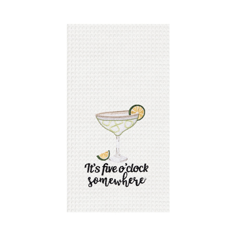 "It's 5 O’clock" 100% Cotton Waffle Weave Dishtowel