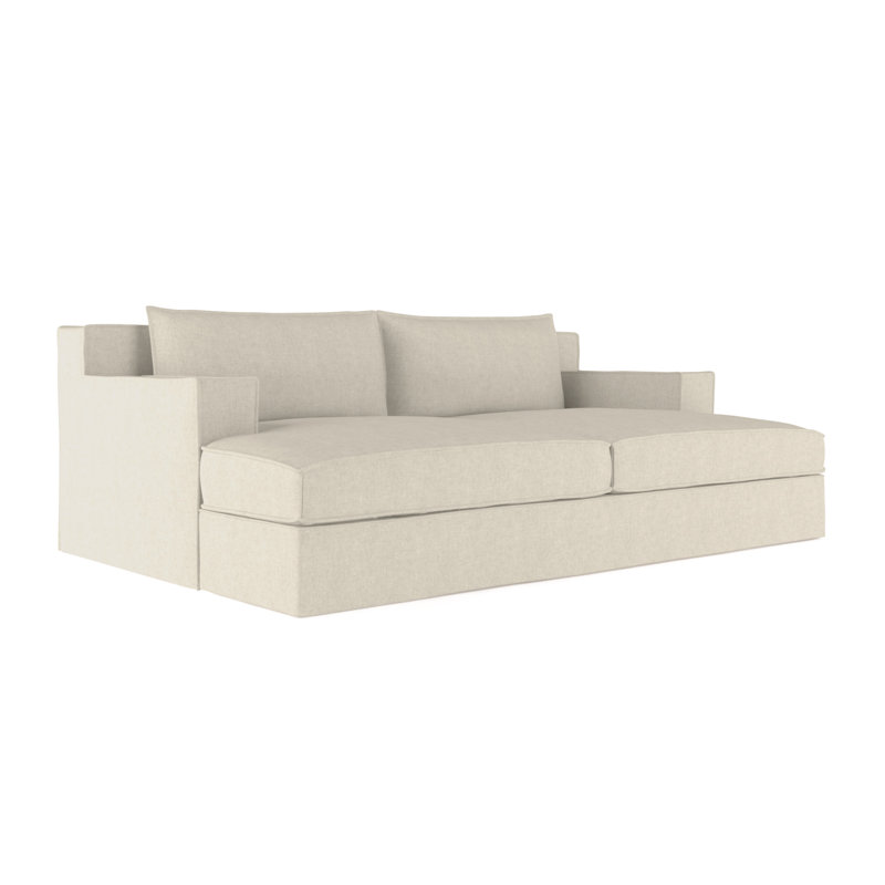 Mulberry Square Track-Arm Daybed with Flange Seam, Vintage Leather Blanc, Natural