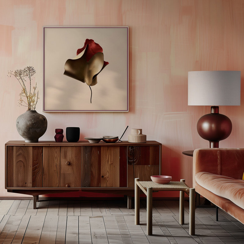 Metallic Flora Nao4, 40" H x 40" W, Tan