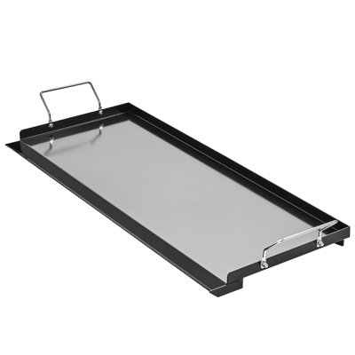 32X14 In Universal Bbq Flat Top Griddle Carbon Steel Pan With Coating, Can Withstand 500 Heat, X - Shaped Bottom Reinforcement, Grease Drainage Feature, Sidewalls For Spill Prevention, Suitable