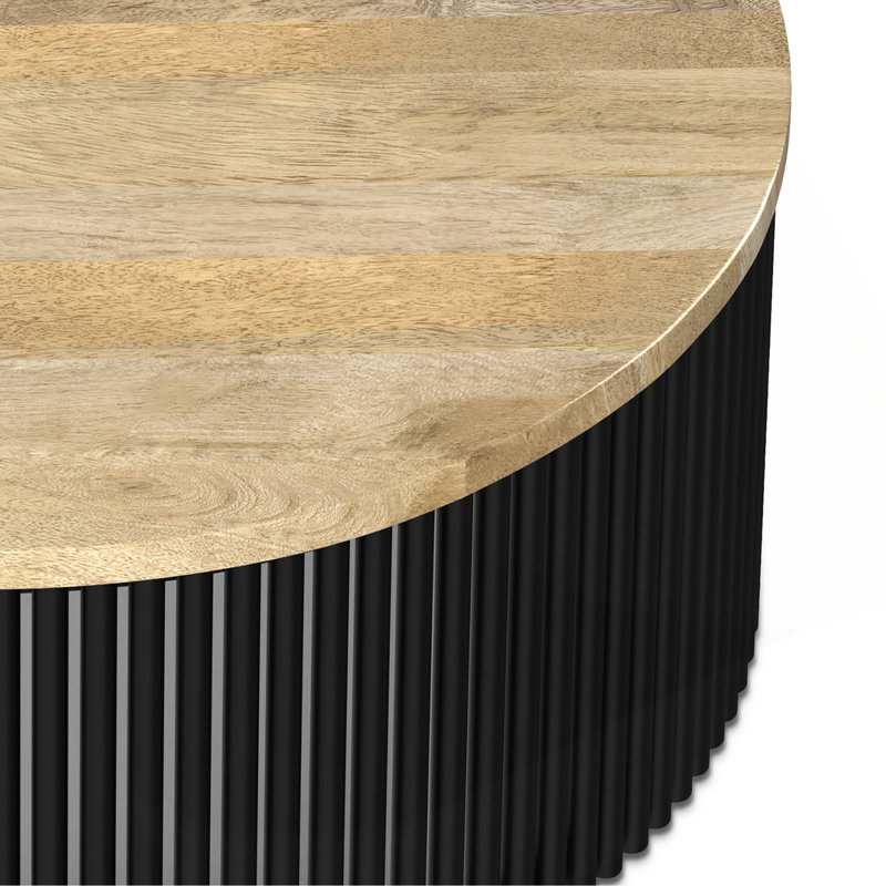 Table basse en bois de manguier massif de 35 po de largeur Demy