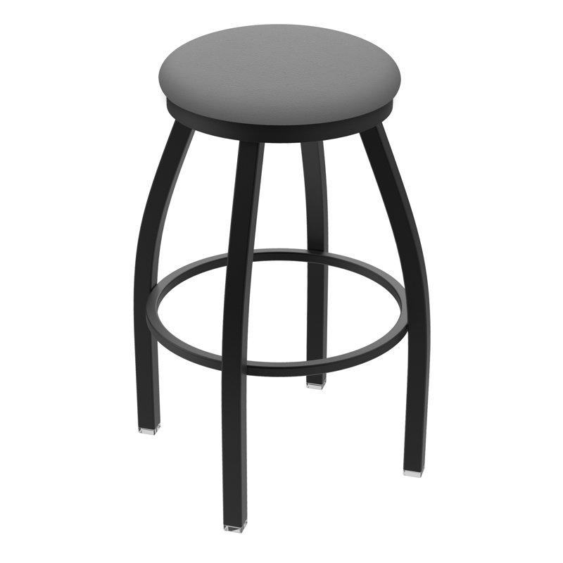 Tabouret pivotant Cragin XL802, Noir froissé, Vinyle - gris Folkstone Canter, Tabouret de bar (siège d’une hauteur de 30 po)
