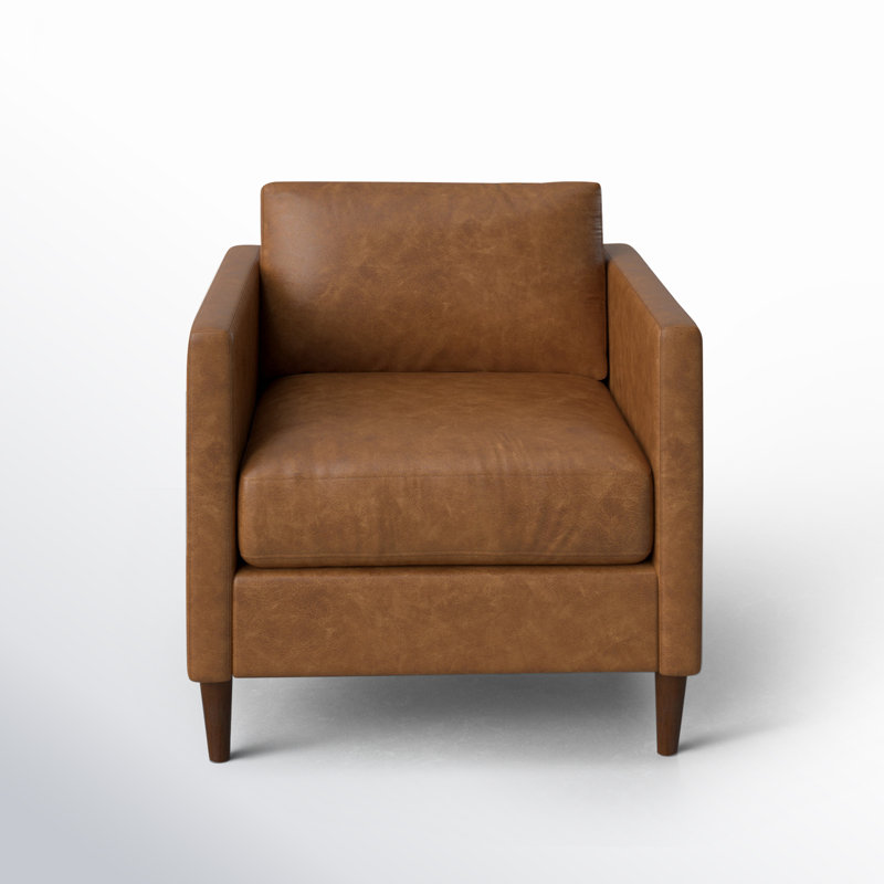 Clifford Genuine Leather Custom Armchair, Steamboat Caramel Genuine Leather