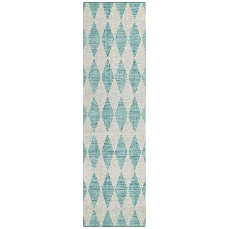 Fayme Washable Geometric Indoor / Outdoor Rug, Runner 2'3" x 7'6"