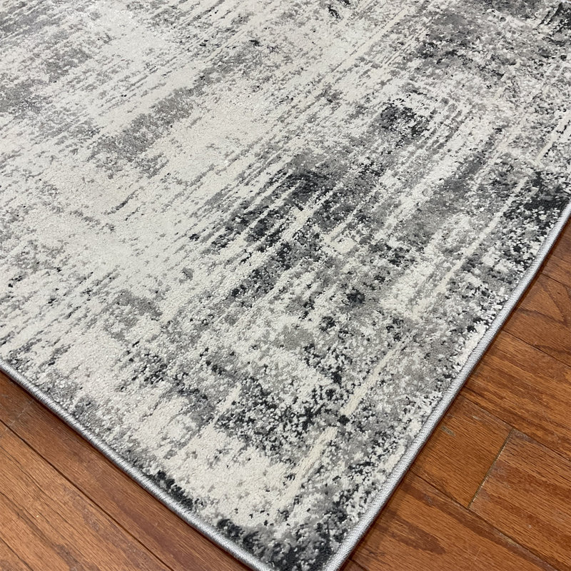 Tapis en laine et soie à motif abstrait 17 Stories