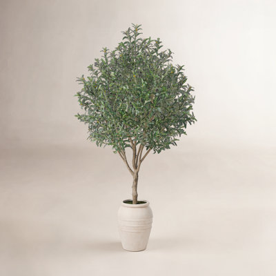 Grand 8Ft-9Ft Artificial Olive Tree With Life-Like Multi-Colored Fruits - Ultra-Lush Faux Tree In Rustic Mud-Brown Stone-Texture Jar For Mediterranean & Modern Home Decor