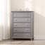Grande commode Limi, 5 tiroirs, bois d'acacia massif gris clair