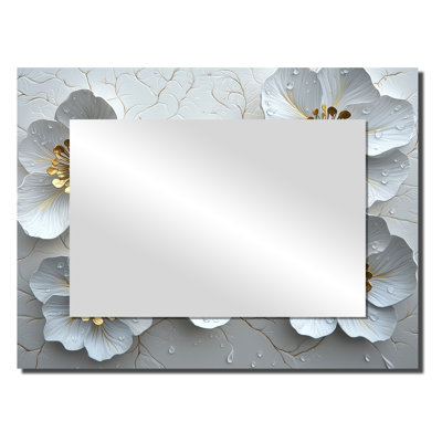 Fleurs sauvages dorées crémeuses dans la nature I - Art mural miroir floral - imprimé sur métal