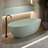 59'' Freestanding Bathtub, Turquoise Color, Solid Surface And Stone Resin, Non - Permeable, Slow Heat Loss, Smooth Delicate, Spacious For Relaxing Bath, Ergonomic Design Soaking Bathtub In ,