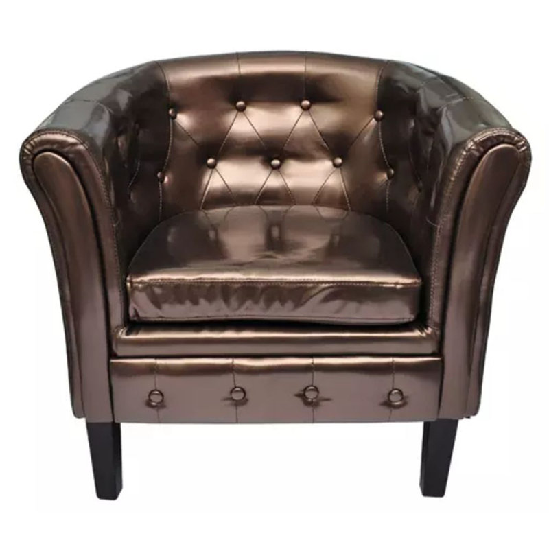 Fauteuil tubulaire en similicuir Chesterfield, Similicuir brun