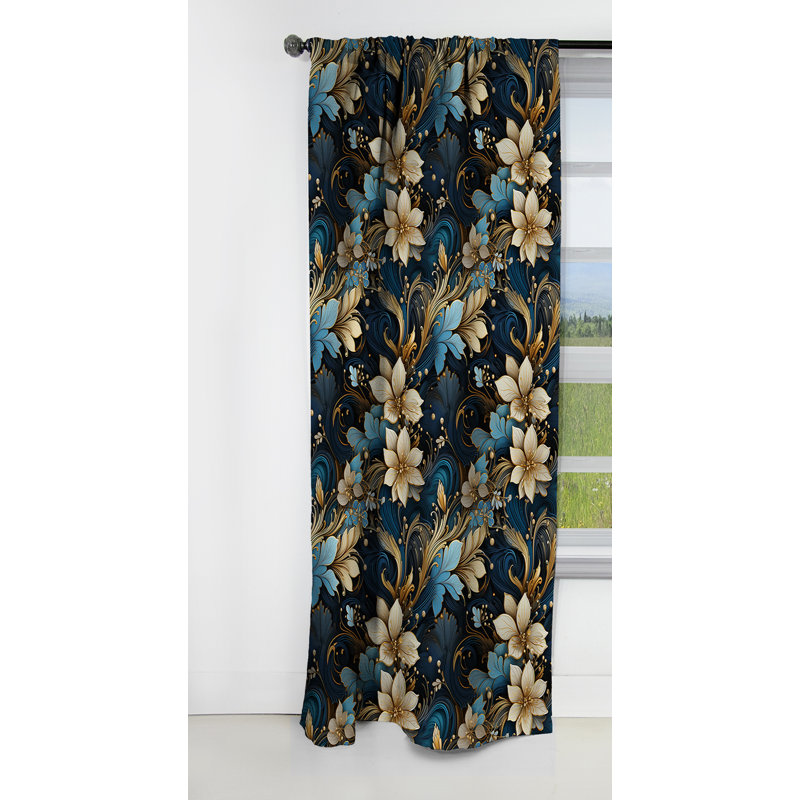 Rideau à motif floral cachemire industriel II - 1 panneau, L 52 po x L 84 po