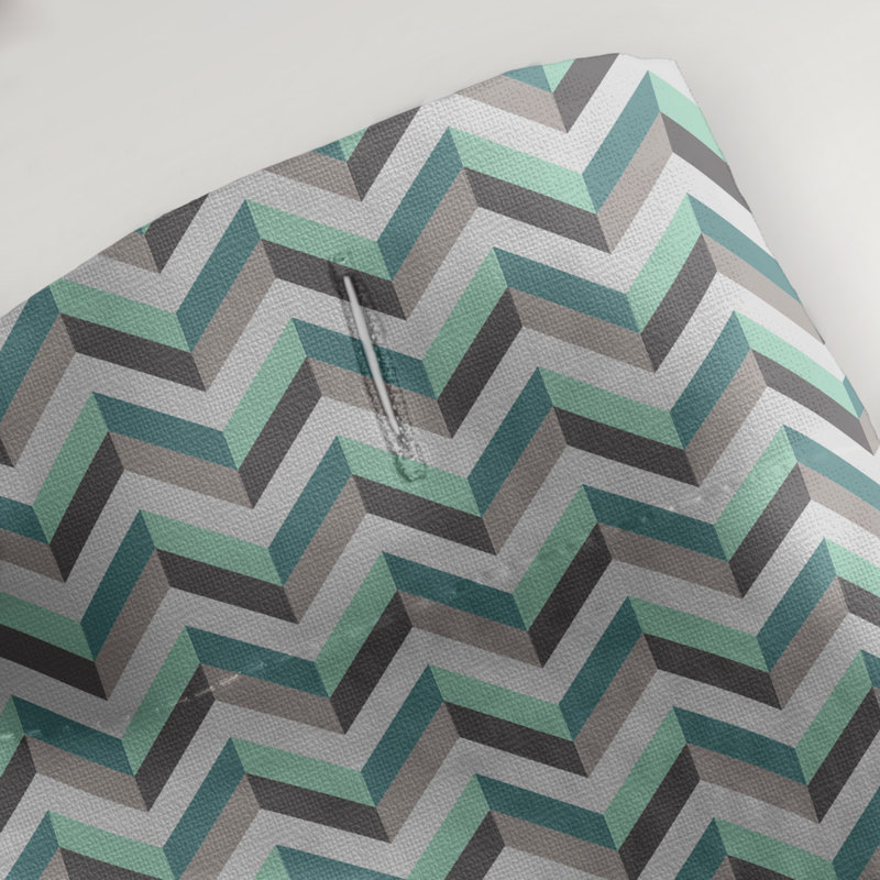 Rideau de douche simple à chevrons, Vert / Gris