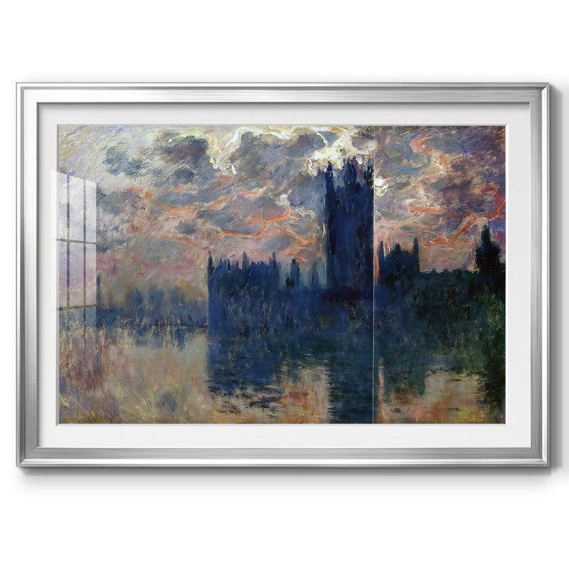 Maisons du Parlement, coucher de soleil (détail), 1900, reproduction d'art sur papier, Argent, H 19 po x l 27 po x P 1,5 po